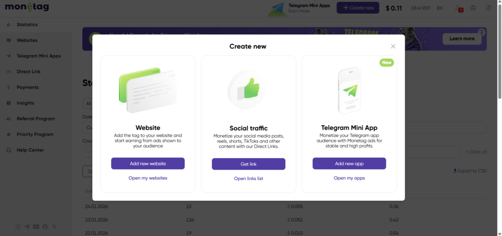 Monetag Ad network