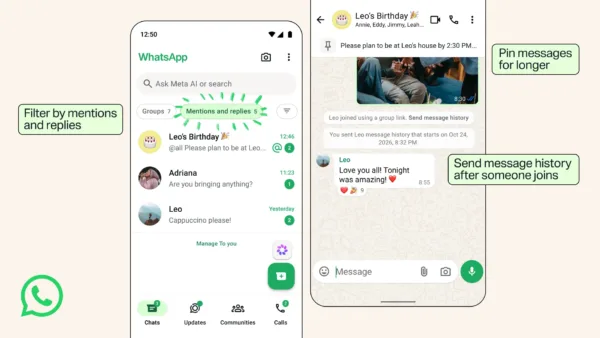 WhatsApp's official image for its October 2026 group chat update