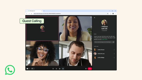 Meta's official header image for the WhatsApp guest calling announcement